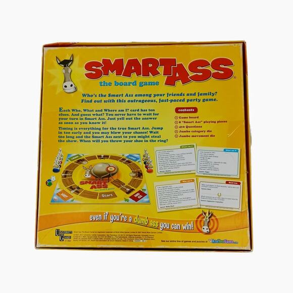 UNIVERSITY GAMES Smart Ass The Board Game 2007 *Missing 2 Question Cards* - Picture 2 of 5